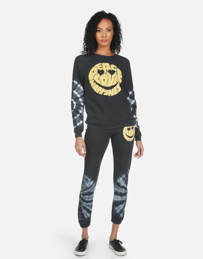 Gia Text Happy Face Lunar Eclipse Women Lauren Moshi Long Sweatpants