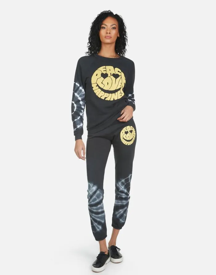 Gia Text Happy Face Lunar Eclipse Women Lauren Moshi Long Sweatpants