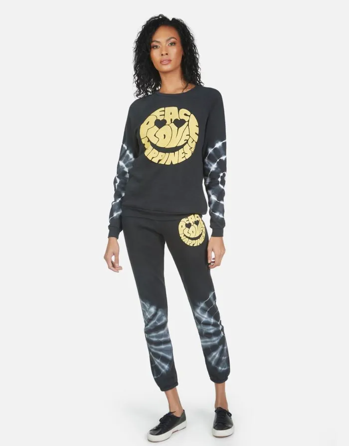 Gia Text Happy Face Lunar Eclipse Women Lauren Moshi Long Sweatpants