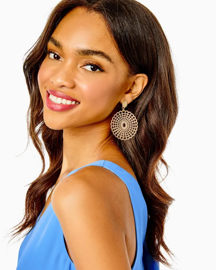 Gifts For Mom Home and GiftsWomen Lilly Pulitzer Lilly Lace Statement Earrings Gold Metal