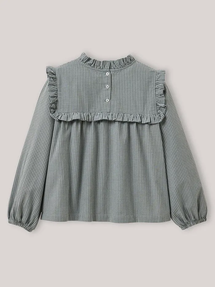Girls Clothing Cyrillus Gingham Check Blouse Vichy Vert