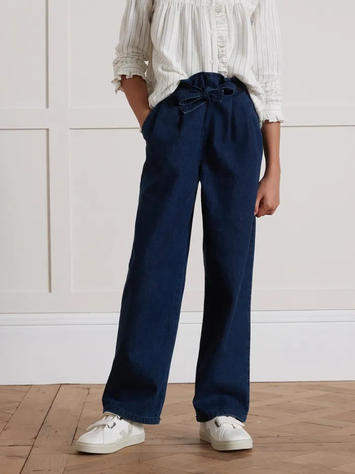 Girls Clothing Cyrillus WideLeg Lightweight Denim Trousers Denim Brut
