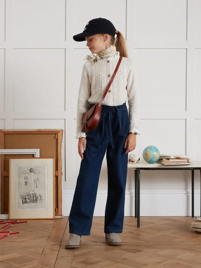 Girls Clothing Cyrillus WideLeg Lightweight Denim Trousers Denim Brut