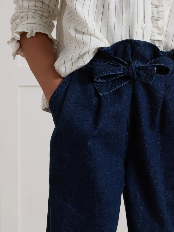Girls Clothing Cyrillus WideLeg Lightweight Denim Trousers Denim Brut