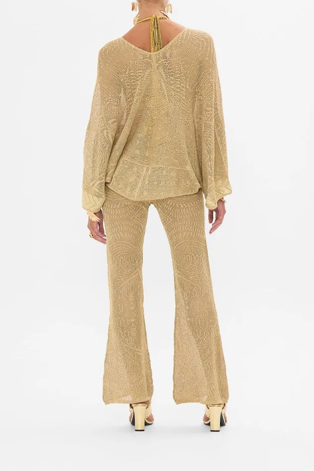 GOLD POINTELLE KNIT PANT VALLEY OF THE KINGS Valley Of The Kings Womens Camilla Pants