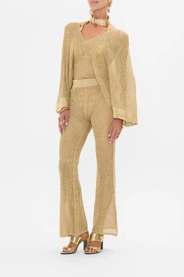 GOLD POINTELLE KNIT PANT VALLEY OF THE KINGS Valley Of The Kings Womens Camilla Pants