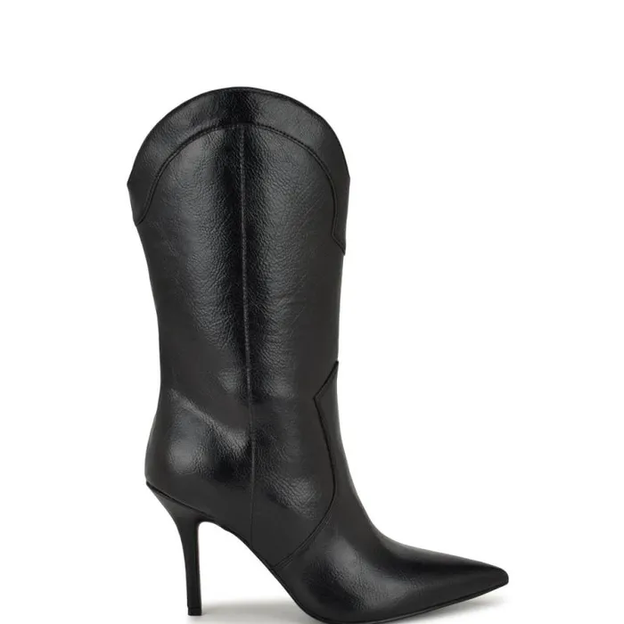 Grasy Western Dress Boots Black Women Nine West Boots and Booties