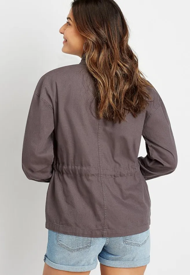 Gray Cinch Waist Jacket Women Maurices Tops