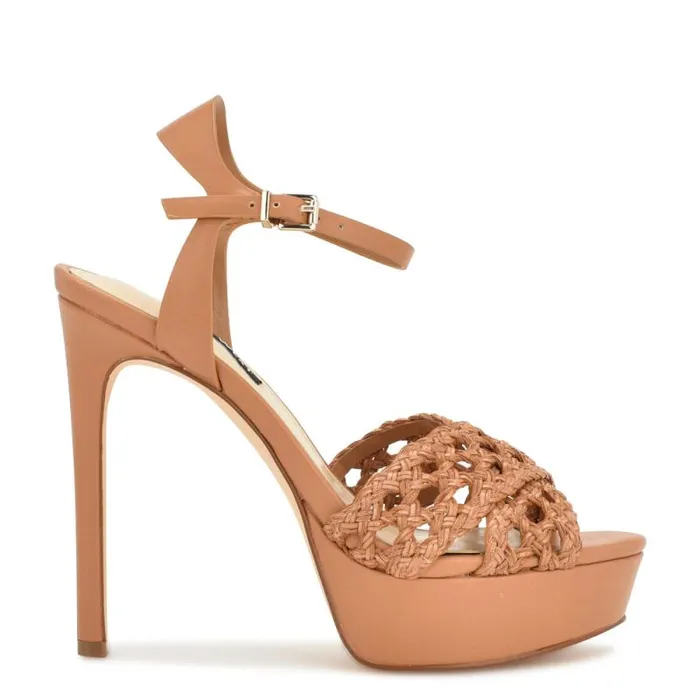 Grecia Platform Sandals Medium Natural Women Nine West Heels