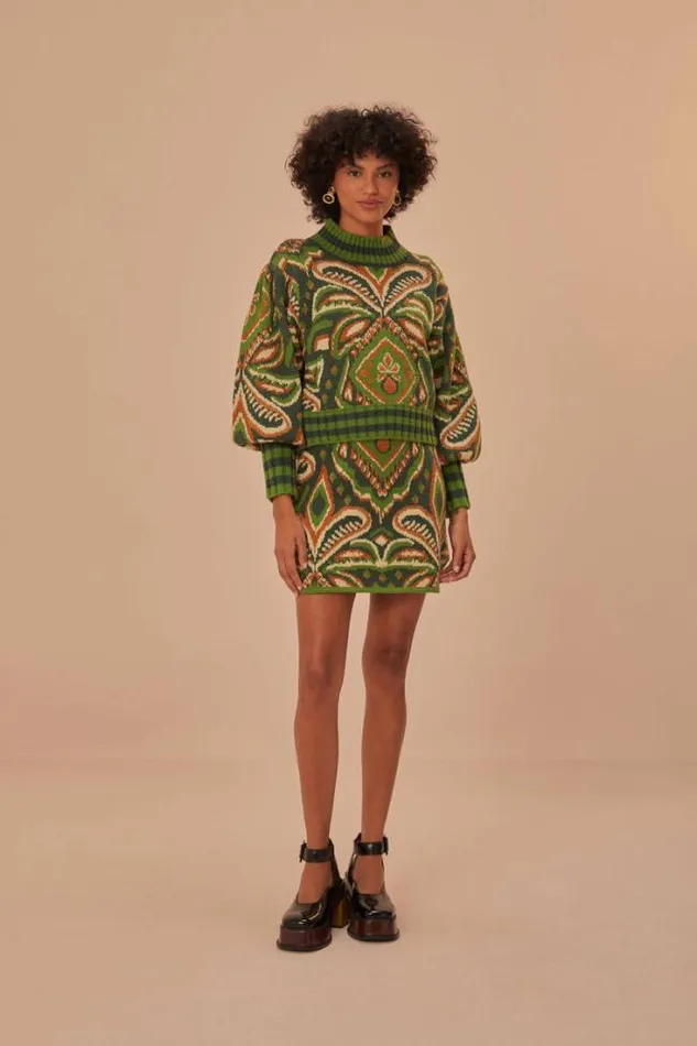 Green Pinneaple Ikat Sweater Women FARM Rio Sweaters and Sweatshirts