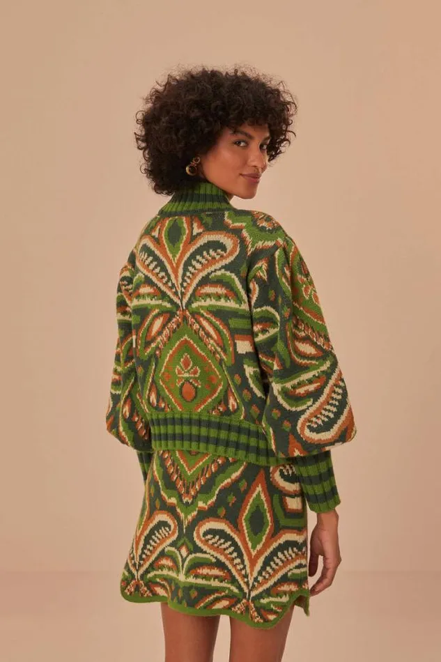Green Pinneaple Ikat Sweater Women FARM Rio Sweaters and Sweatshirts