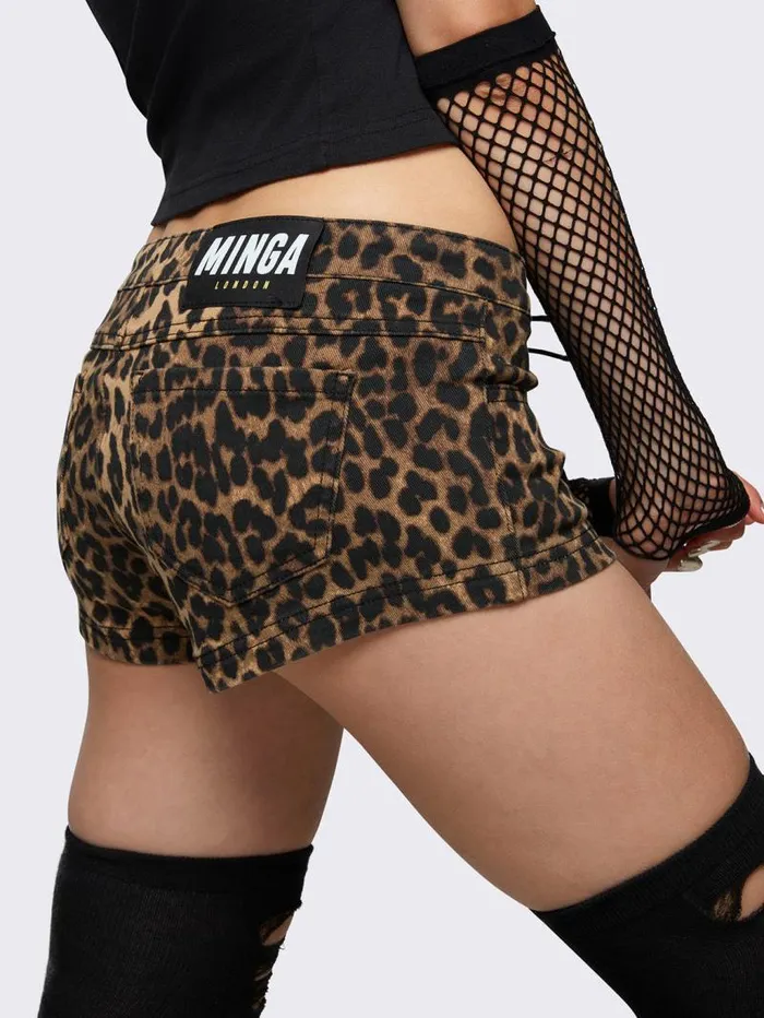 Grrrl Power Leopard Hot Pants Women Minga London Bottoms Grrrl Power Leopard Hot Pants Women Minga London Bottoms