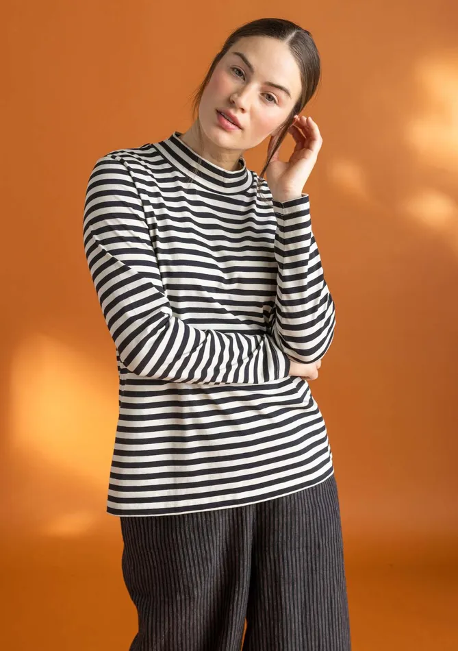 Gudrun Sjdn Striped Mock Turtleneck In Organic Cotton Women Tops and Shirts