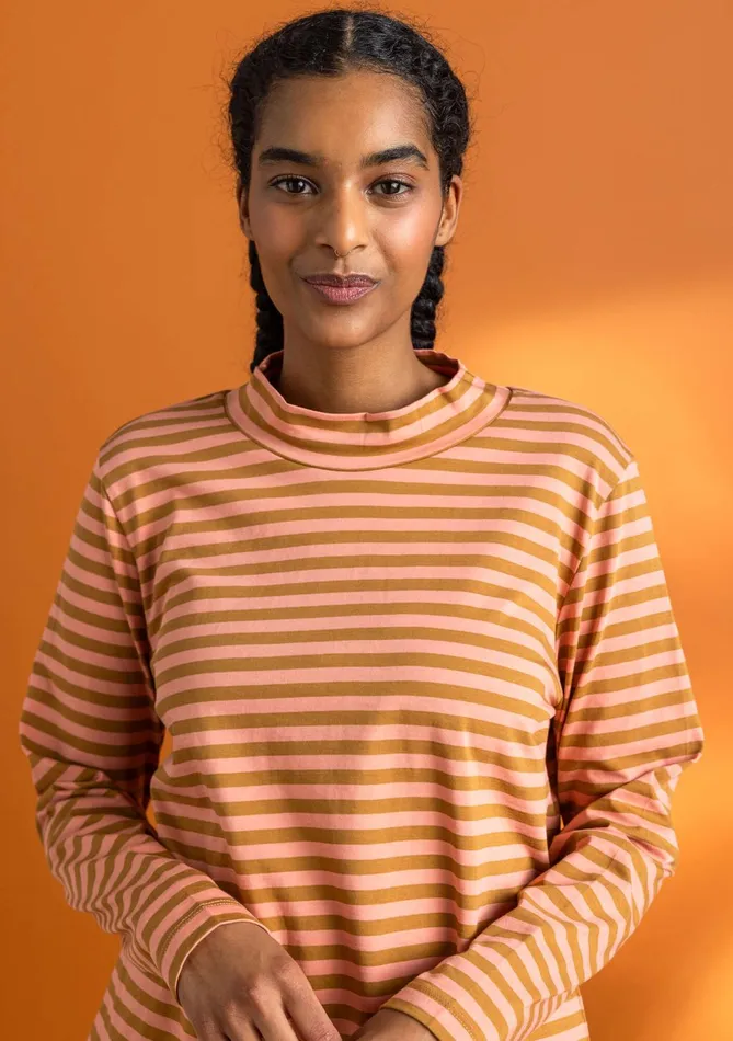 Gudrun Sjdn Striped Mock Turtleneck In Organic Cotton Women Tops and Shirts