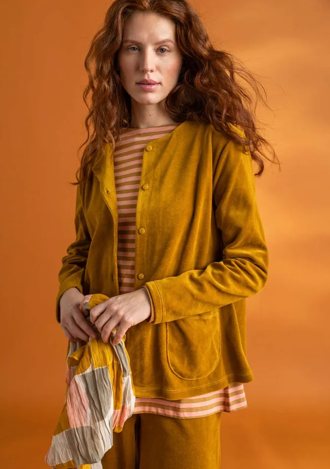 Gudrun Sjdn Velour Cardigan In Organic Cotton Women Cardigans