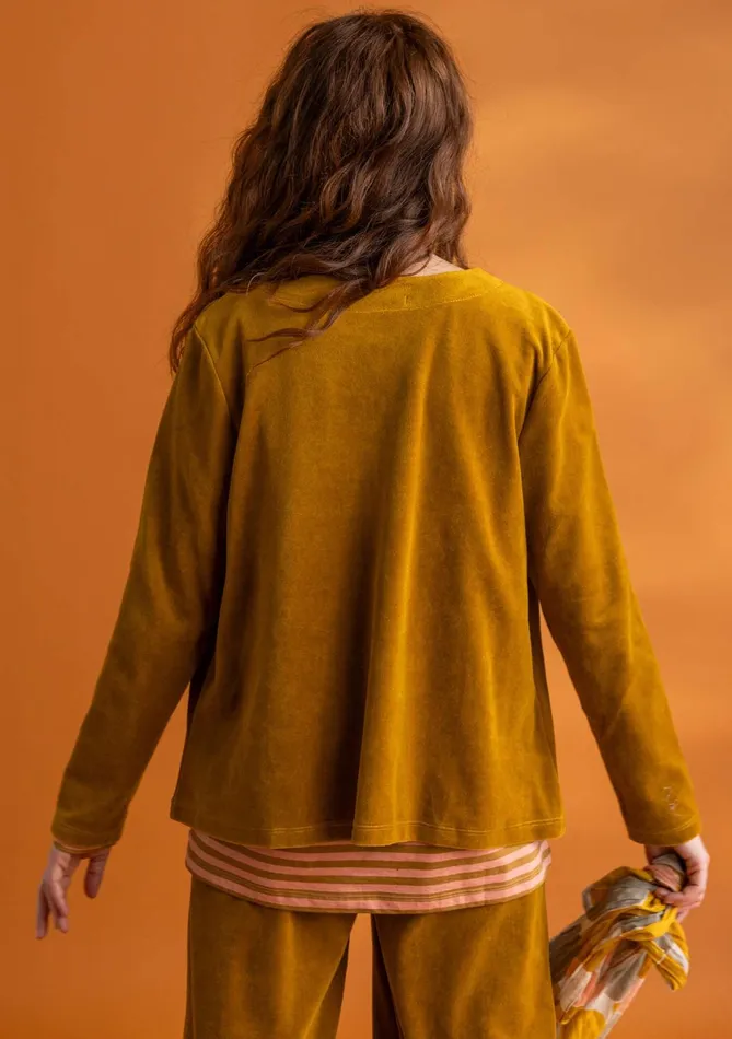 Gudrun Sjdn Velour Cardigan In Organic Cotton Women Cardigans