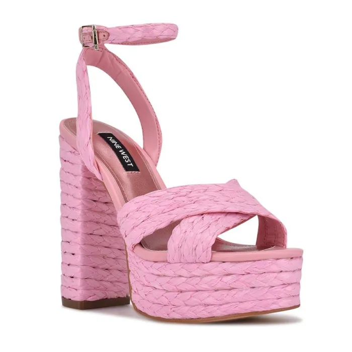 Hadyn Platform Sandals New Pink Raffia Women Nine West Sandals Hadyn Platform Sandals New Pink Raffia Women Nine West Sandals