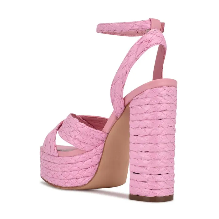 Hadyn Platform Sandals New Pink Raffia Women Nine West Sandals Hadyn Platform Sandals New Pink Raffia Women Nine West Sandals