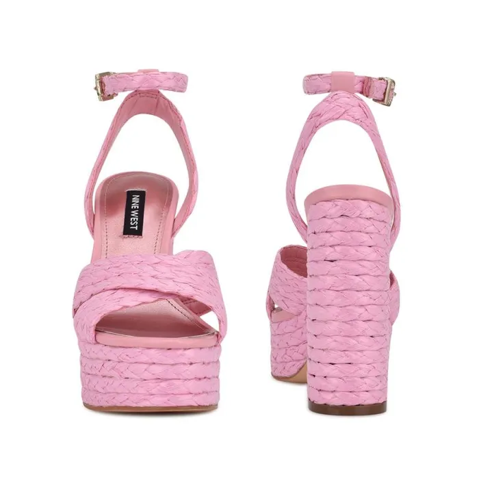 Hadyn Platform Sandals New Pink Raffia Women Nine West Sandals Hadyn Platform Sandals New Pink Raffia Women Nine West Sandals