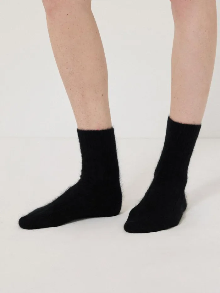 Halo Cashmere Sock Black Women Jigsaw Knitwear and Cashmere
