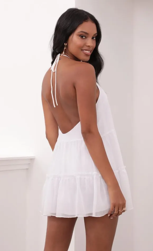 Halter Dress White Shimmer Women LUCY IN THE SKY Mini Dresses Halter Dress White Shimmer Women LUCY IN THE SKY Mini Dresses
