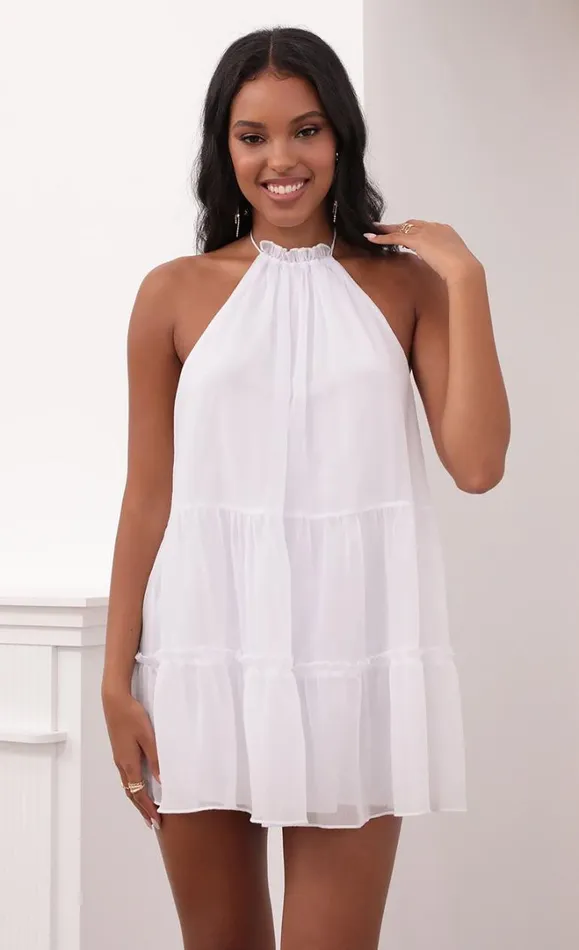 Halter Dress White Shimmer Women LUCY IN THE SKY Mini Dresses Halter Dress White Shimmer Women LUCY IN THE SKY Mini Dresses