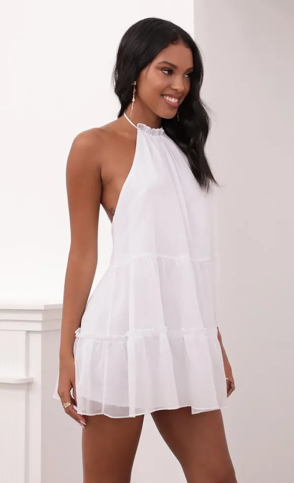 Halter Dress White Shimmer Women LUCY IN THE SKY Mini Dresses Halter Dress White Shimmer Women LUCY IN THE SKY Mini Dresses