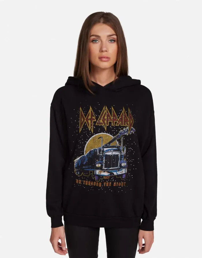 Harmony Def Leppard Truck W Crystals Black Women Lauren Moshi Hoodies
