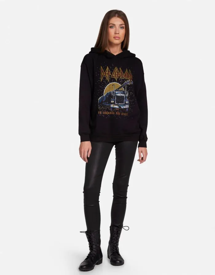 Harmony Def Leppard Truck W Crystals Black Women Lauren Moshi Hoodies