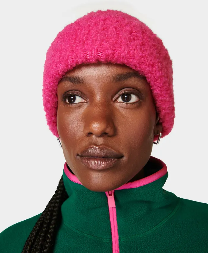 Hats Scarves Gloves Women Boucle Knit Beanie Punk Pink Sweaty Betty