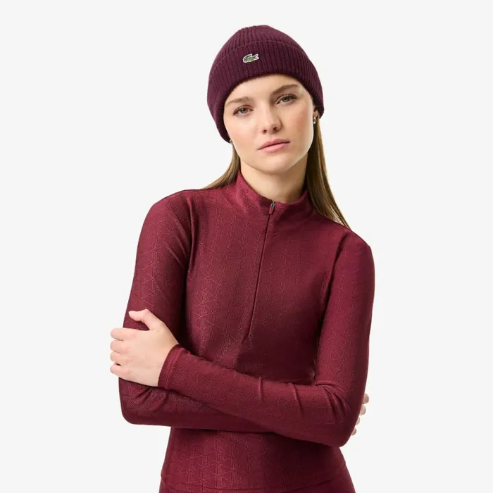 Hats Women Lacoste Women039s Ribbed Knit Cashmere Beanie Bordeaux Yup