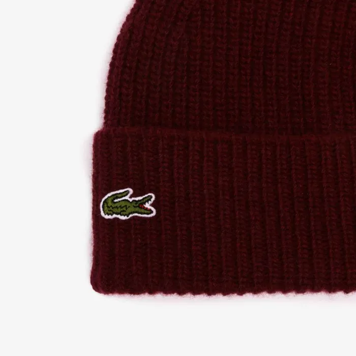 Hats Women Lacoste Women039s Ribbed Knit Cashmere Beanie Bordeaux Yup