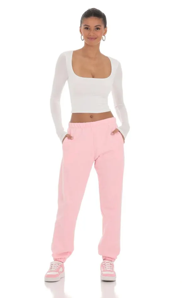 Heart Cinched Sweatpants Pink Women LUCY IN THE SKY Pants Heart Cinched Sweatpants Pink Women LUCY IN THE SKY Pants
