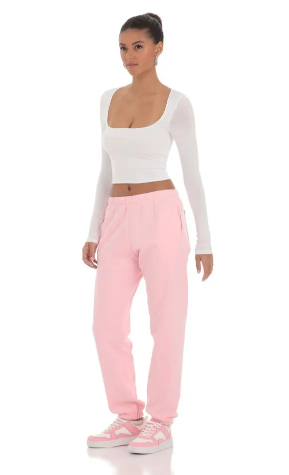 Heart Cinched Sweatpants Pink Women LUCY IN THE SKY Pants Heart Cinched Sweatpants Pink Women LUCY IN THE SKY Pants