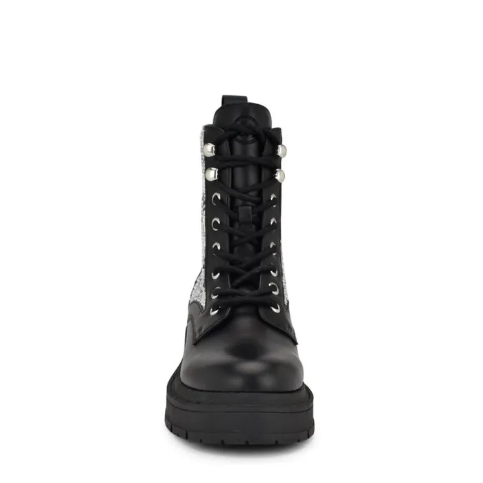Hediy Combat Booties Blacksilver Sequin Women Nine West Boots and Booties Hediy Combat Booties Blacksilver Sequin Women Nine West Boots and Booties