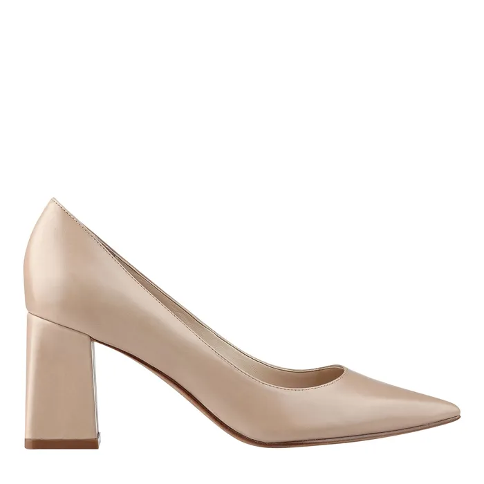 Heels and Pumps Women Zala Block Heel Pointy Toe Pump Light Natural Leather Marc Fisher