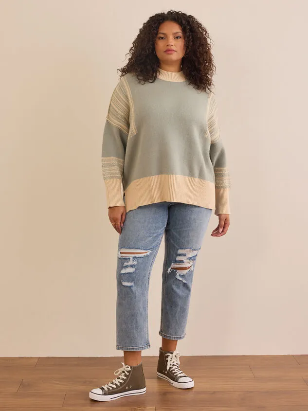 Henley Printed Sweater Bluecream Women Altar039d State Sweaters Cardigans Henley Printed Sweater Bluecream Women Altar039d State Sweaters Cardigans