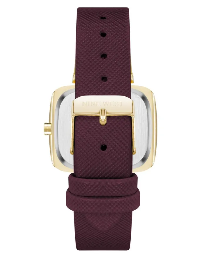 Heritage Rectangular Case Watch Burgundygold Women Nine West Straps Heritage Rectangular Case Watch Burgundygold Women Nine West Straps