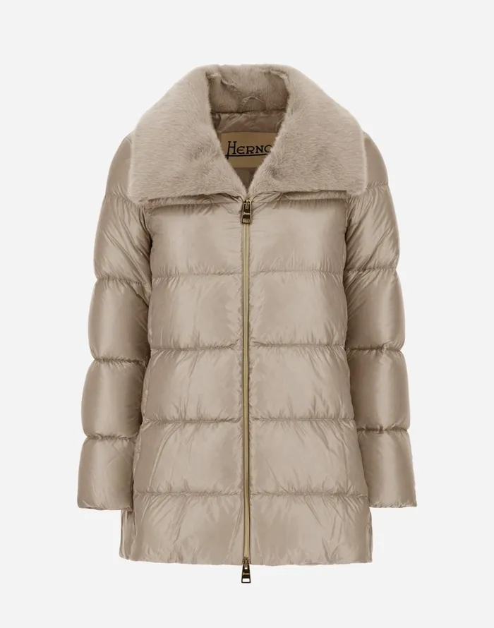 Herno ASHAPE JACKET IN NYLON ULTRALIGHT AND NEW LADY FAUX FUR Chantilly Women AShape