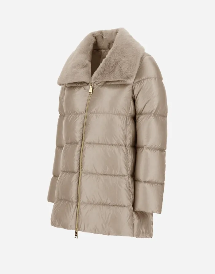 Herno ASHAPE JACKET IN NYLON ULTRALIGHT AND NEW LADY FAUX FUR Chantilly Women AShape