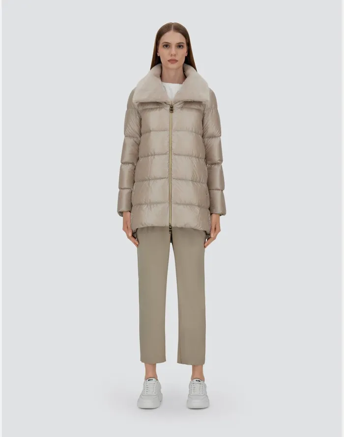 Herno ASHAPE JACKET IN NYLON ULTRALIGHT AND NEW LADY FAUX FUR Chantilly Women AShape