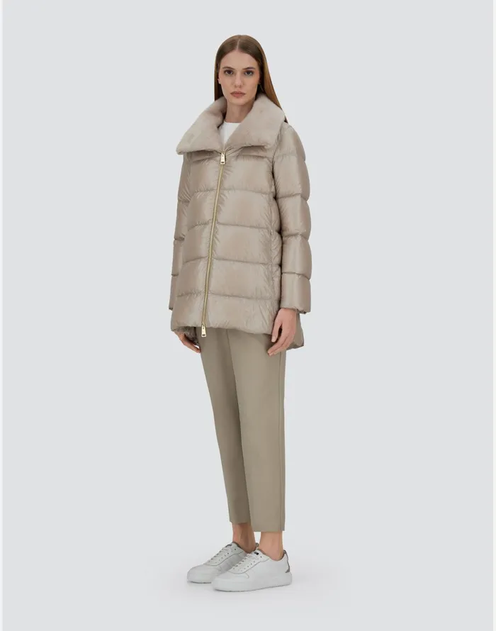 Herno ASHAPE JACKET IN NYLON ULTRALIGHT AND NEW LADY FAUX FUR Chantilly Women AShape