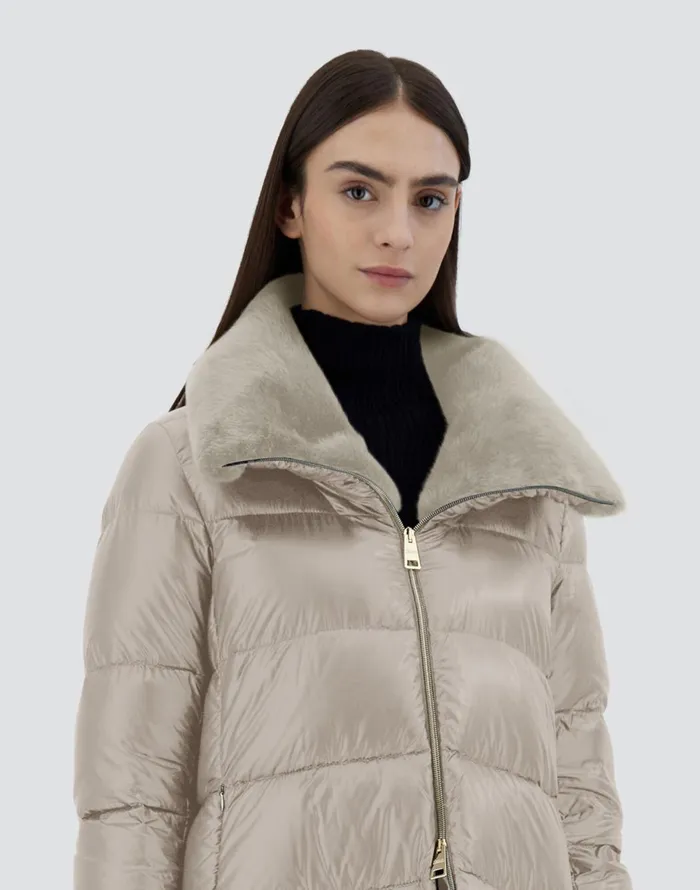 Herno ASHAPE JACKET IN NYLON ULTRALIGHT AND NEW LADY FAUX FUR Chantilly Women AShape