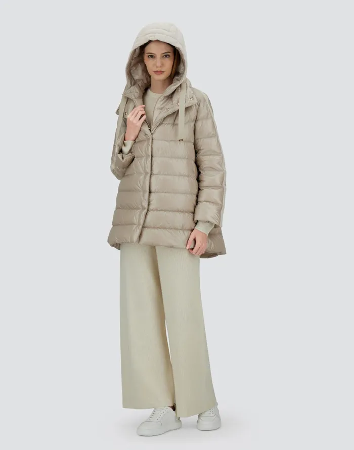 Herno ASHAPE JACKET IN NYLON ULTRALIGHT CASHMERE AND SILK Chantilly Women Long Down Jackets