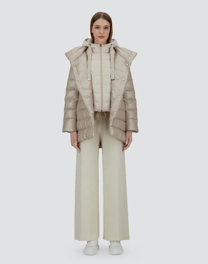 Herno ASHAPE JACKET IN NYLON ULTRALIGHT CASHMERE AND SILK Chantilly Women Long Down Jackets