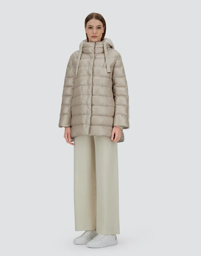 Herno ASHAPE JACKET IN NYLON ULTRALIGHT CASHMERE AND SILK Chantilly Women Long Down Jackets