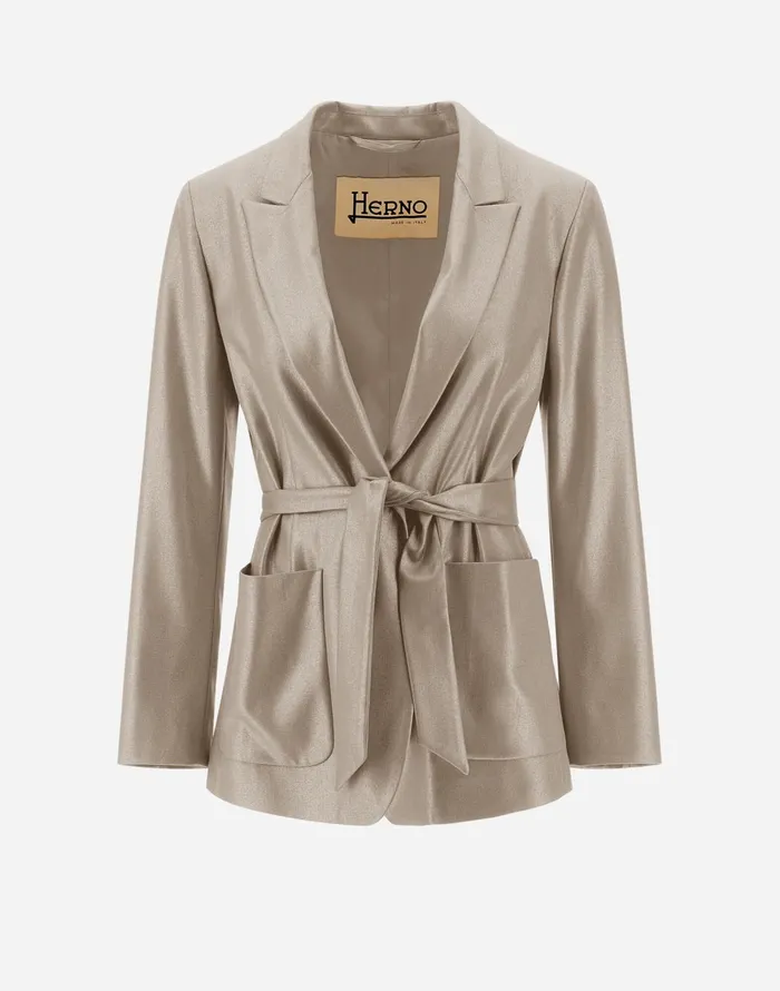Herno BLAZER IN METALLICFLANNEL EFFECT Sand Women Blazers