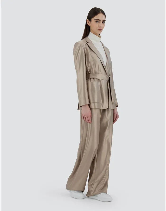 Herno BLAZER IN METALLICFLANNEL EFFECT Sand Women Blazers