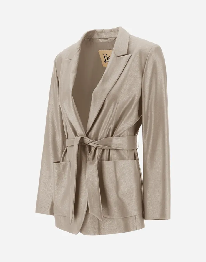 Herno BLAZER IN METALLICFLANNEL EFFECT Sand Women Blazers