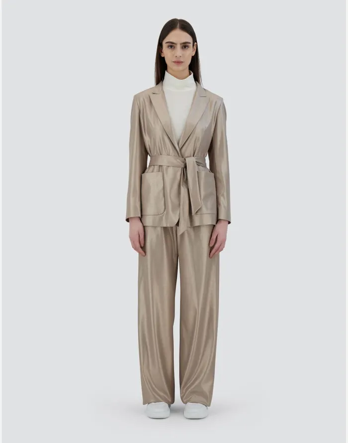 Herno BLAZER IN METALLICFLANNEL EFFECT Sand Women Blazers